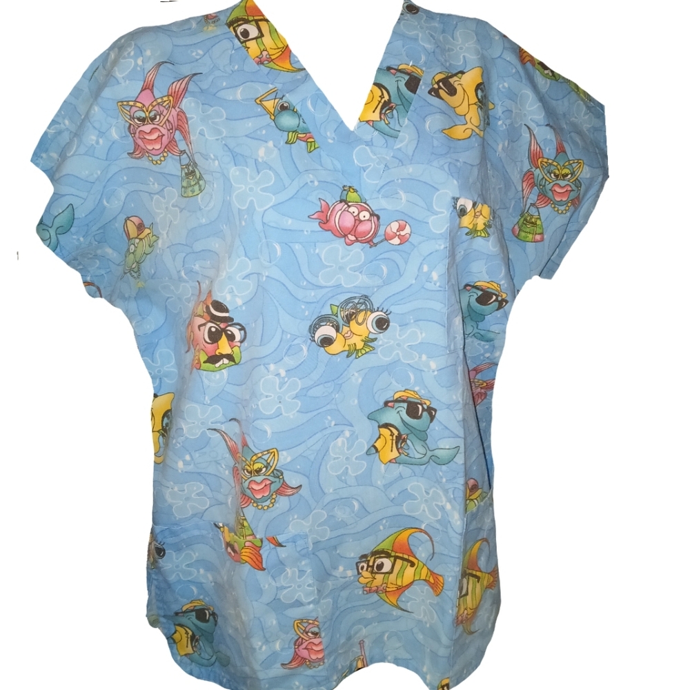 💵 Stylish Fish Scrub Top by SB Scrubs
